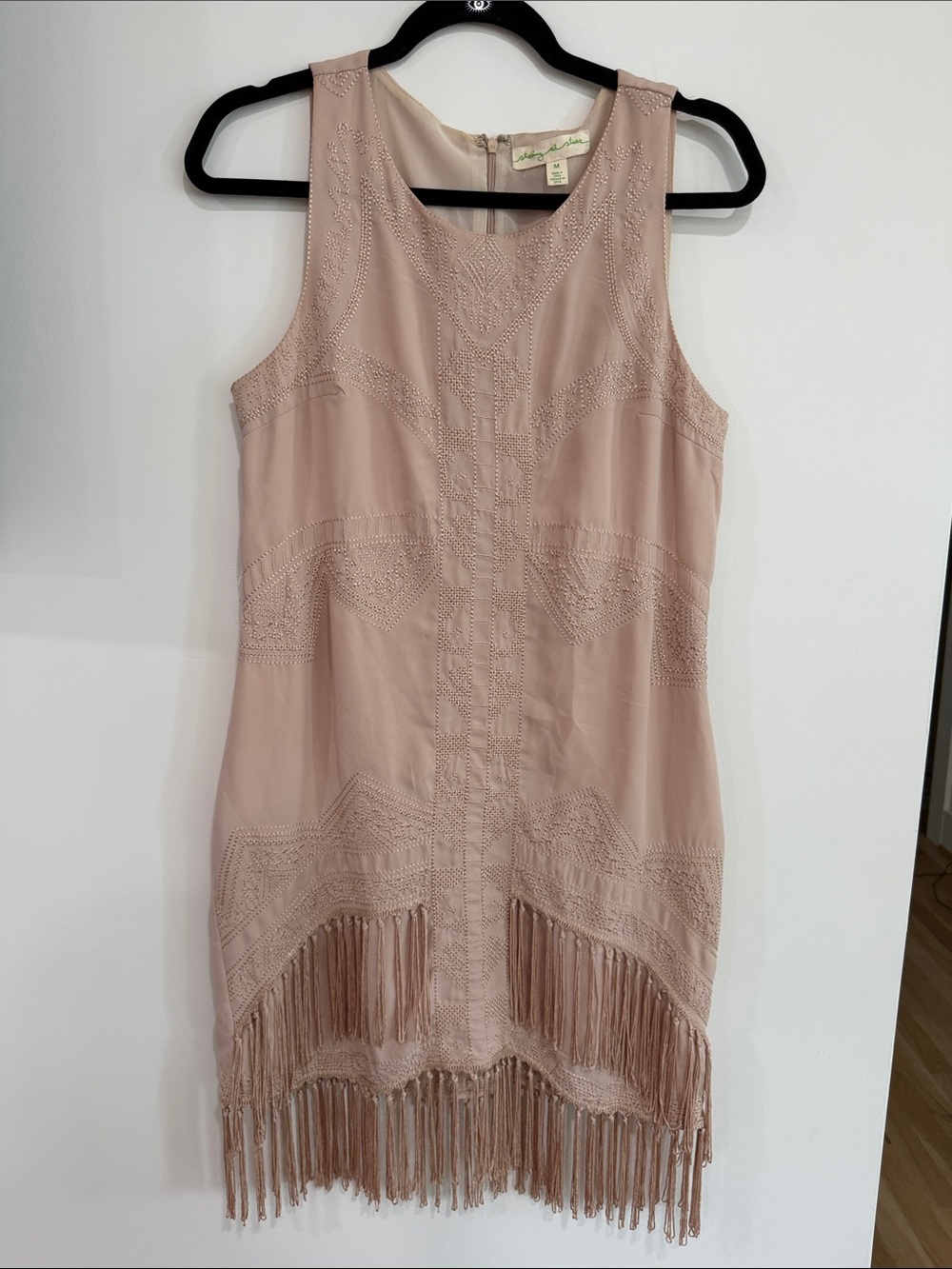 Urban Outfitters Staring at Stars Blush Fringe Shift Dress
